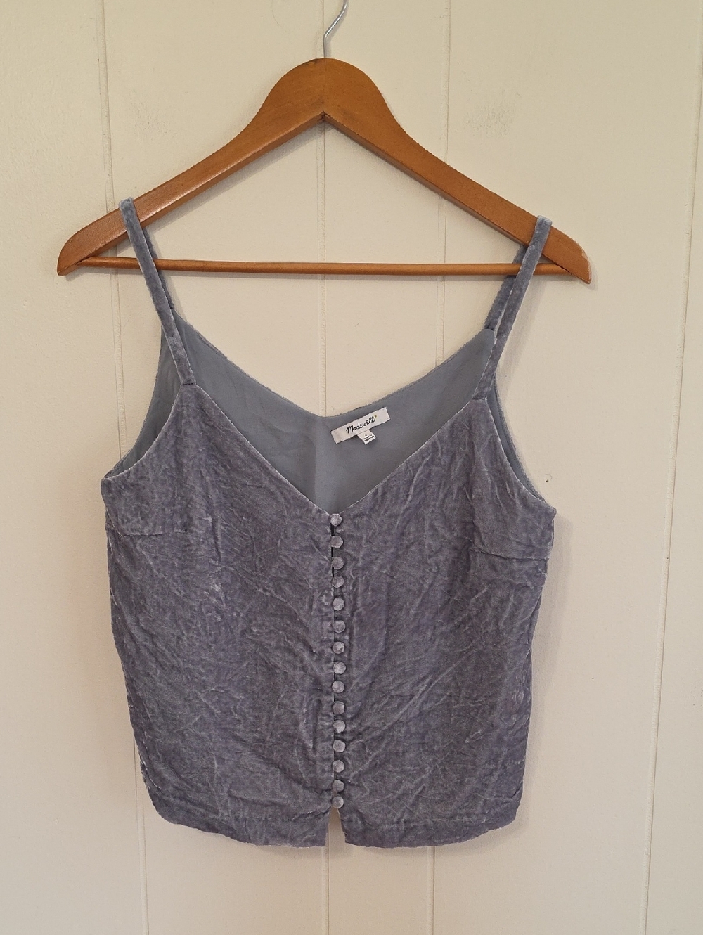 Madewell Smoky Blue Velvet Button-Front Cami Tank Womens 4 Whimsigoth Victorian